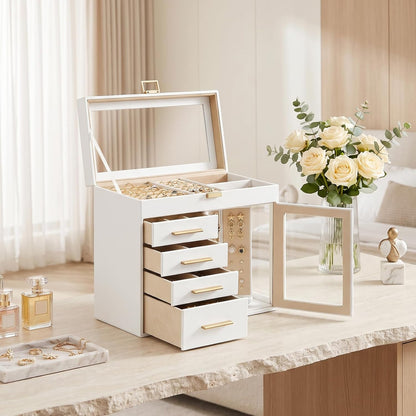HOOBRO Jewelry Box with 360° Rotating Turntable, 5-Tier Jewelry Organizer