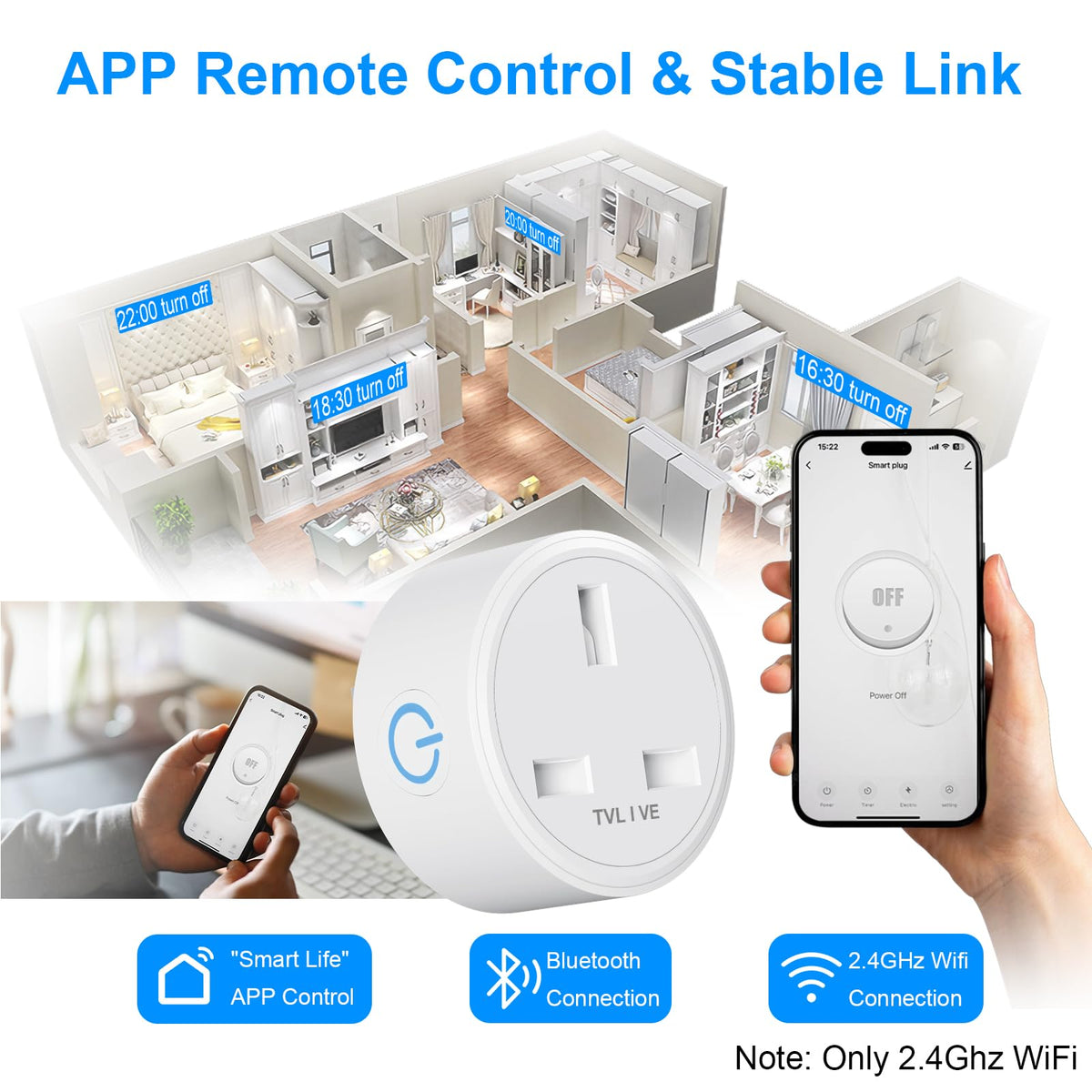 Smart Plug, TVLIVE 4 Pack Smart Plugs Work that with Alexa (Echo/Echo Dot), Google Home Voice Control, Energy Monitoring, Remote Control, Timer & Schedule Function, Device Sharing, Wifi Plug Socket UK
