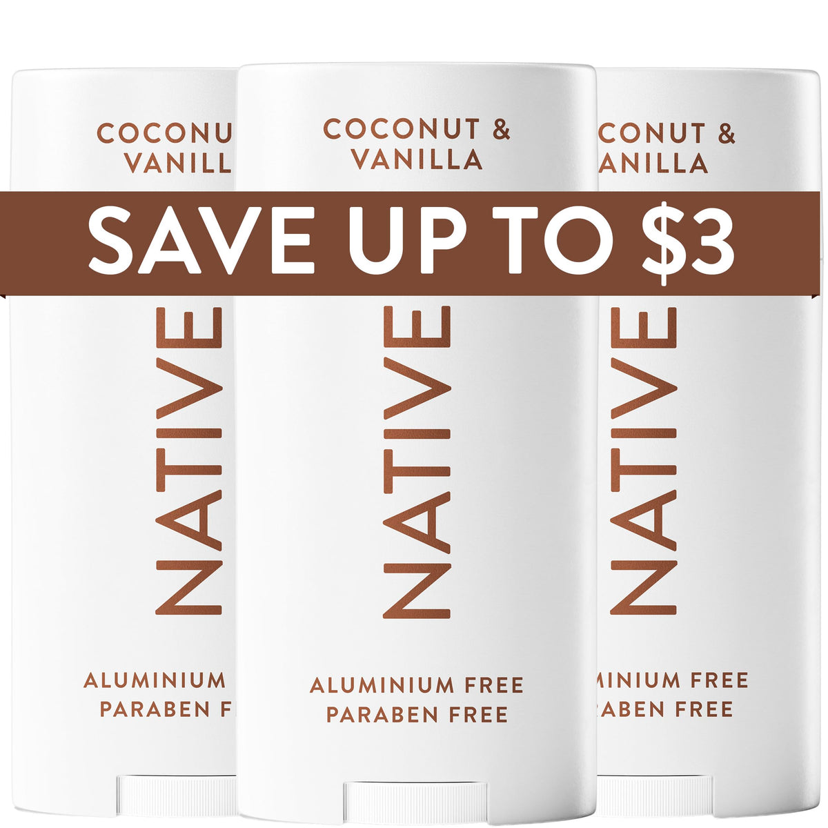 Native Aluminum-Free Deodorant for Women & Men, Coconut & Vanilla, 2.65oz