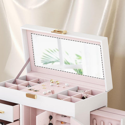 HOOBRO Jewelry Box with Mirror, 6-Layer Jewelry Organizer Box, Glass Window