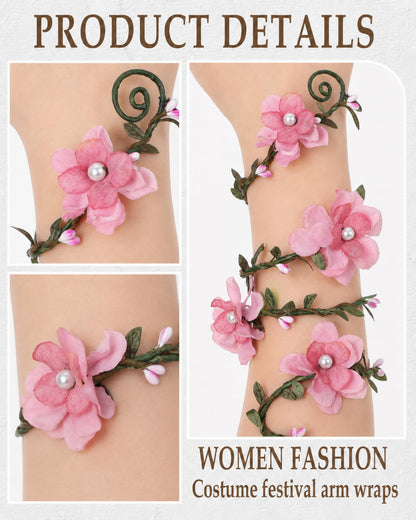 FRESHME Renaissance Fairy Floral Arm Wrap - 1 PC Elf Bracelet Forest Mother Nature Costume Renfaire Cosplay Fairy Accessories
