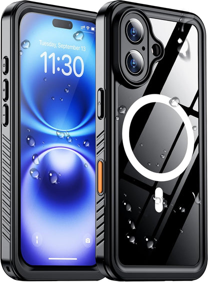 Temdan Compatible with iPhone 17 Pro Case,Waterproof Built-in Screen & Camera Protector IP68 Underwater Full Body 17FT Military Dropproof Shockproof Phone Case 6.3"-Blue/Clear