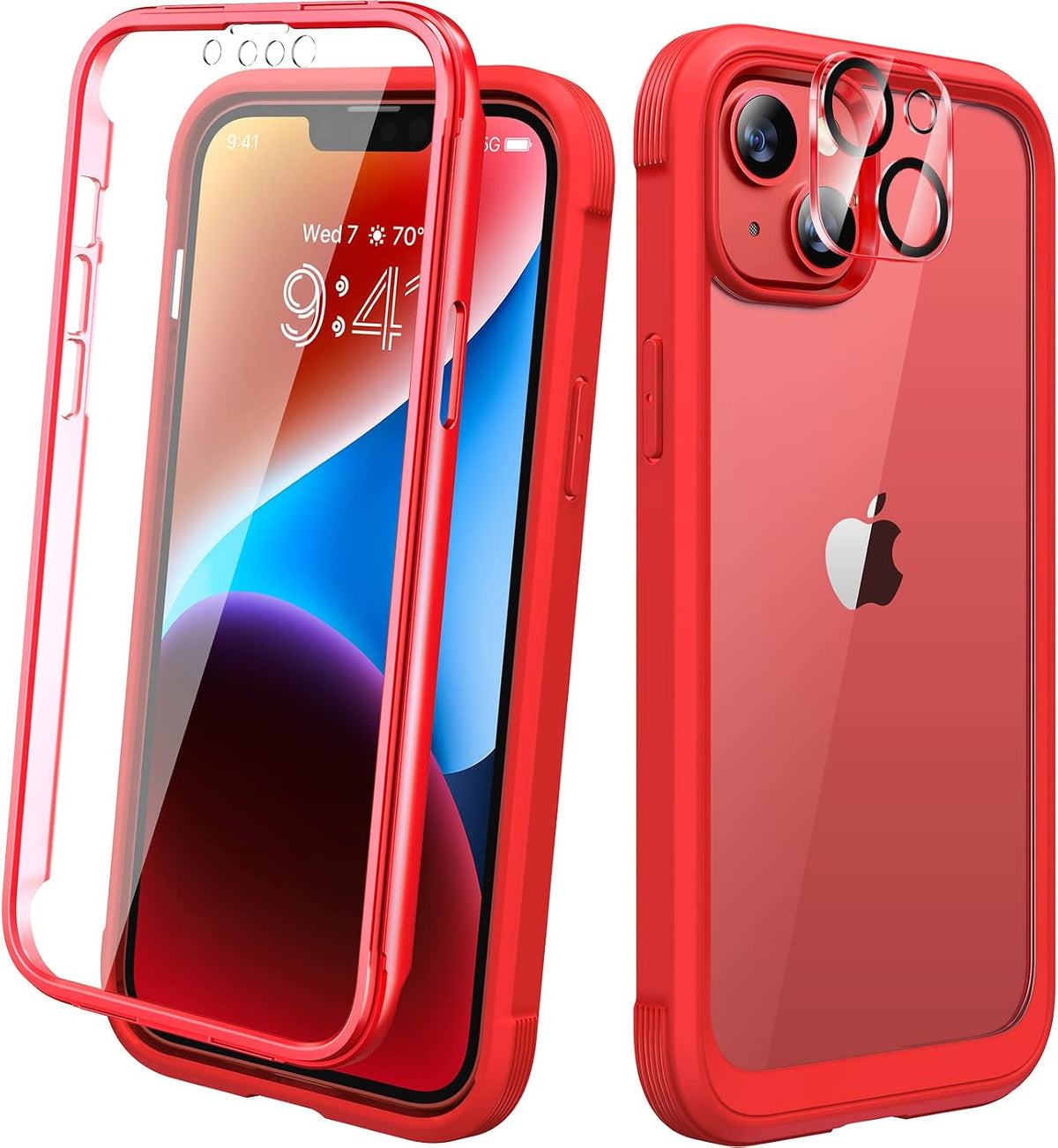 Diaclara Designed for iPhone 15 Plus Case 6.7 Inch, Full-Body Clear Bumper Cases w/Built-in Screen Protector, 360 Protective Rugged Case + Glass Camera Lens Protector,Mint Green