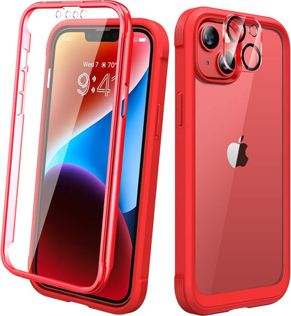 Diaclara Designed for iPhone 15 Plus Case 6.7 Inch, Full-Body Clear Bumper Cases w/Built-in Screen Protector, 360 Protective Rugged Case + Glass Camera Lens Protector,Mint Green