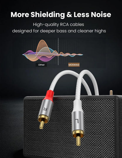 MOSWAG 2RCA Male to 2RCA Male Phono Cable 1m, 2 RCA Audio Cable Phono Lead