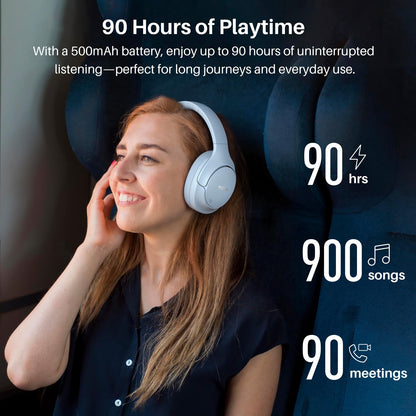 TOZO HT3 Hybrid Noise Cancelling Wireless Headphones, 90H Over Ear Headset