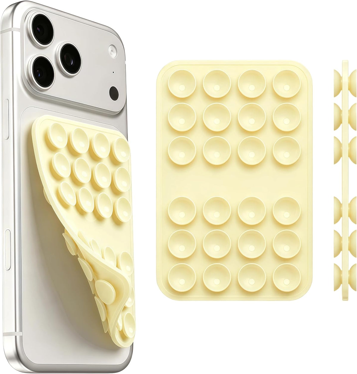 Upgraded Double Sided Silicone Suction Phone Case Detachable Mount, White
