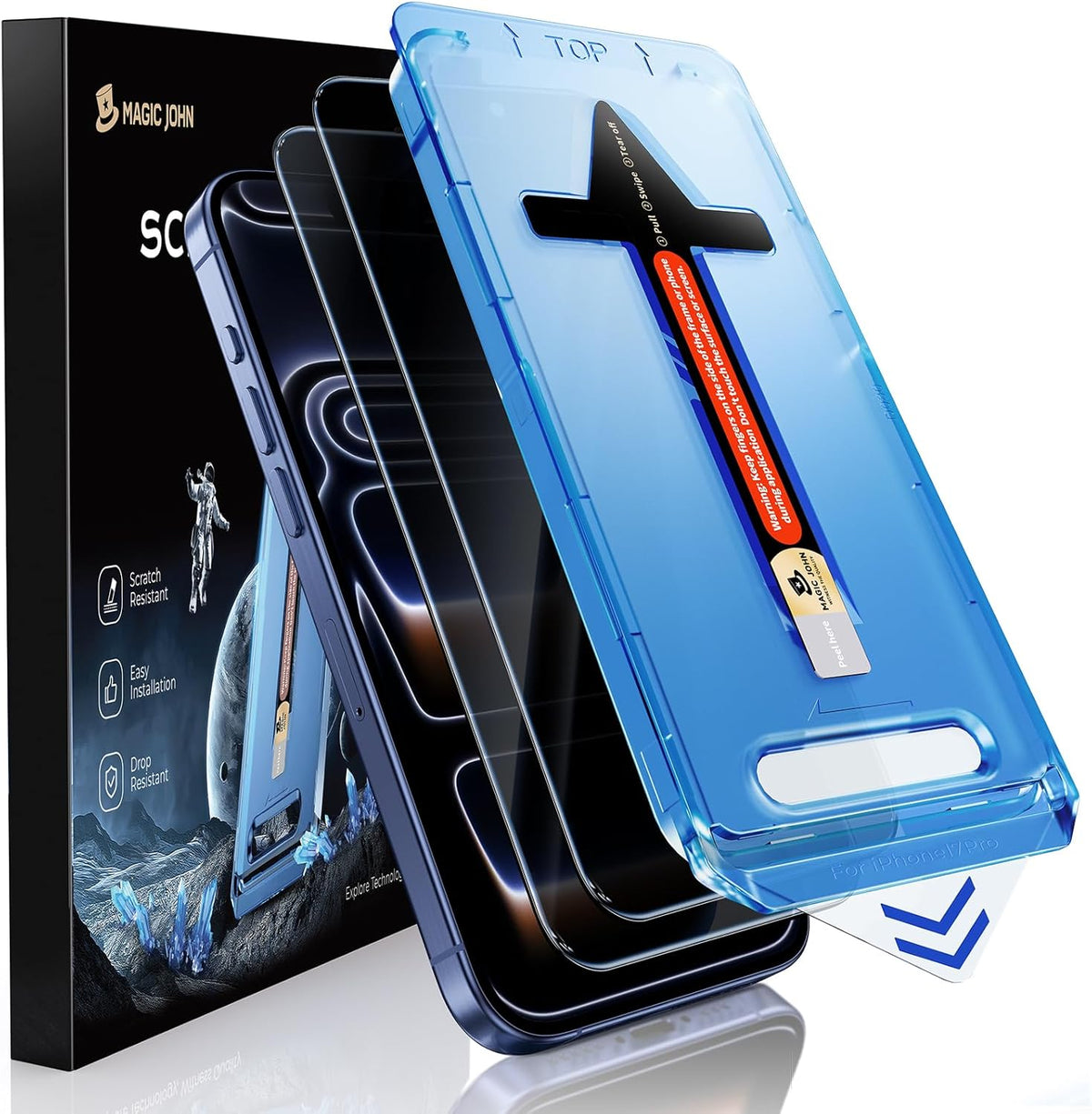 MAGIC JOHN 2 Pack for iPhone 17 Pro Max 6.9 inch Privacy Glass Screen Protector-[Anti-Spy] Auto Dust-Elimination, Bubble Free, Easy Installation, Daily Drop Protection