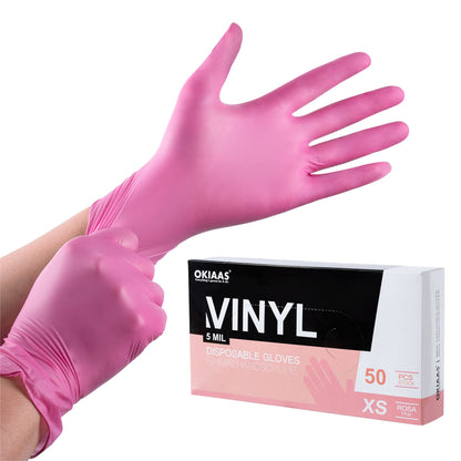 OKIAAS Vinyl Disposable Gloves, Latex-Free, Powder Free, Food Grade