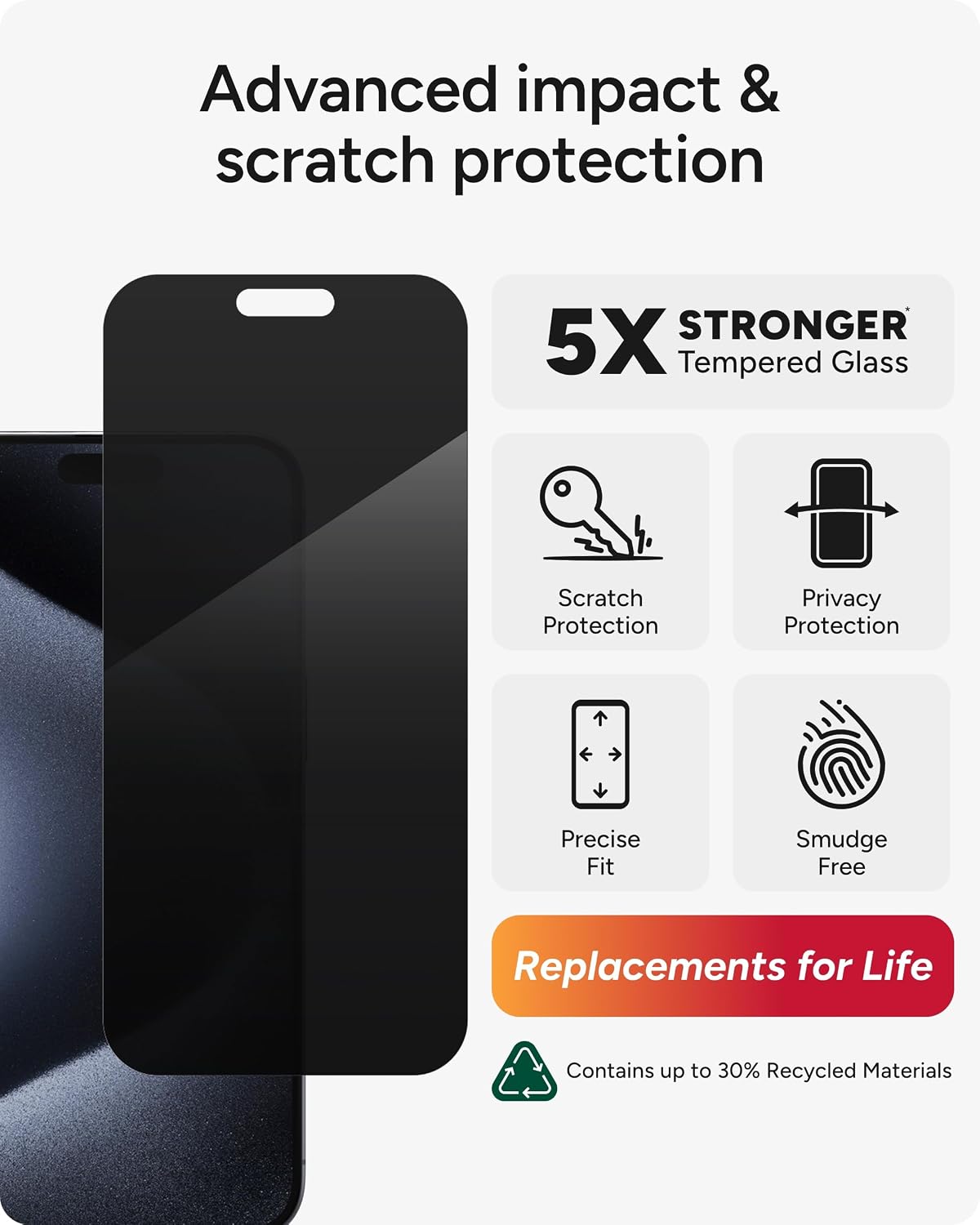 ZAGG Glass Elite Privacy Screen Protector for iPhone 17 Pro Max