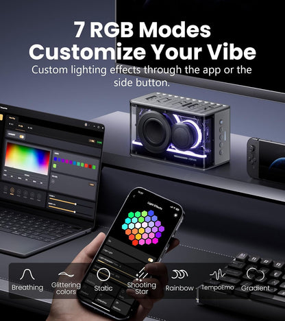 Edifier QD25 Bluetooth Speaker | Portable Desktop Audio, 25W (RMS) Dynamic Sound, Hi-Res Audio, Splendid Light Effects, 15H Playtime, Bluetooth 6.0, Wireless Stereo Pairing, White