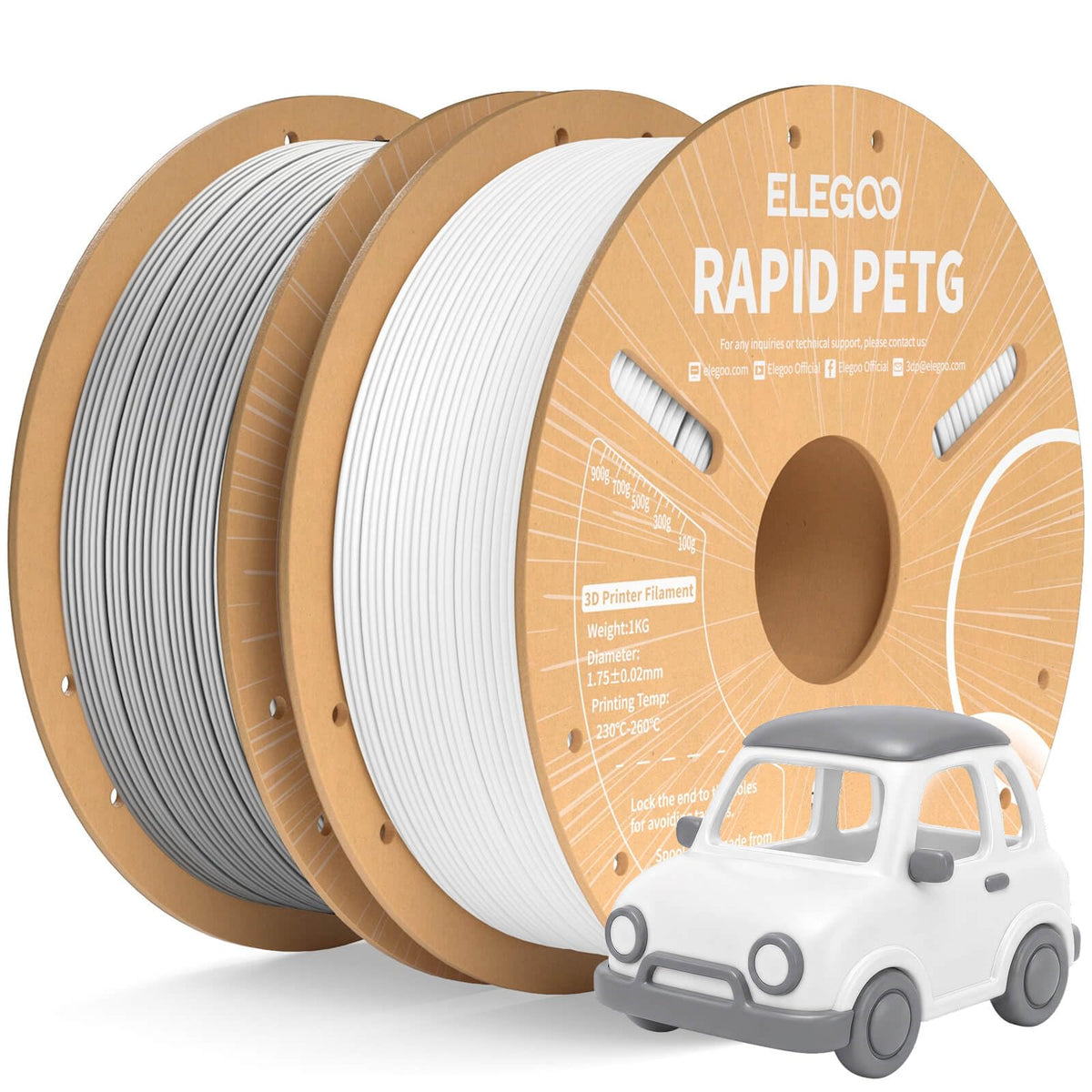 ELEGOO Rapid PETG 3D Printer Filament 1.75mm Black 1KG