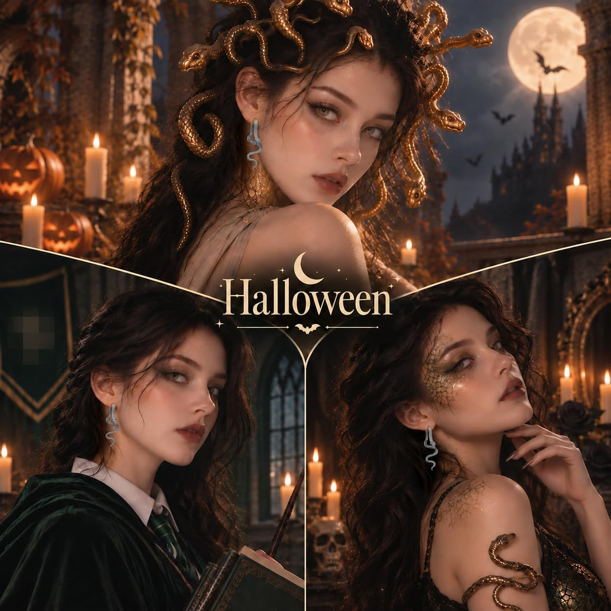 Snake Earrings, Gothic Jewelry Snake Jewelry as Halloween Gifts for Women