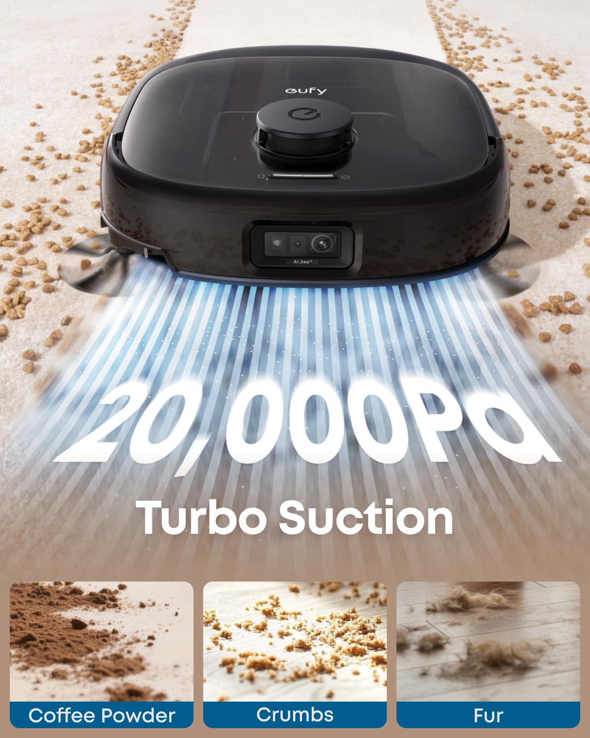 eufy E25 Robot Vacuum and Mop for Pet Hair, 20,000 Pa, HydroJet Roller Mop