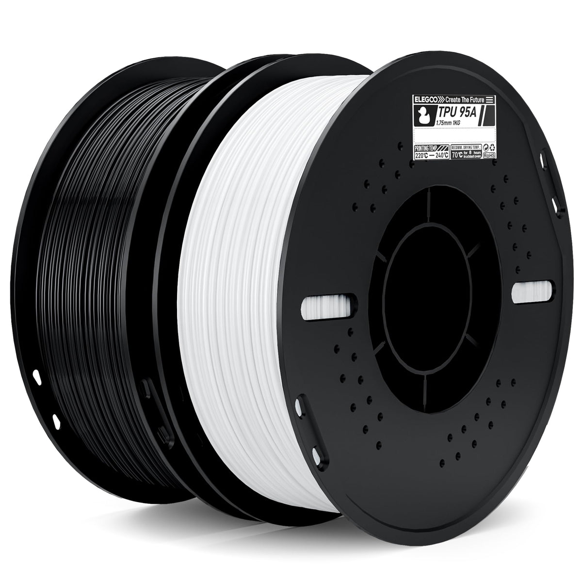 ELEGOO TPU 3D Printer Filament 1.75mm Black 1KG, 95A Flexible