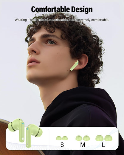 Wireless Earbuds, Bluetooth 5.4 Headphones Bass Stereo/Clear Call,Rose Gold