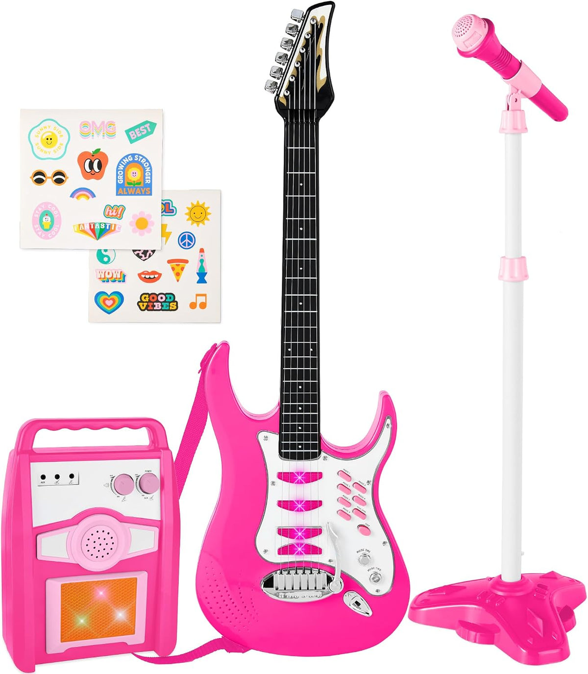 Best Choice Products Kids Guitar Set with Microphone & Amp, Pink