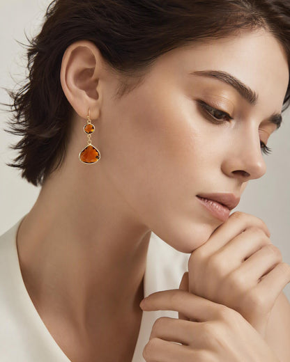 Handmade Dangle Drop Birthstone Earrings 14K Gold - Plated Hypoallergenic Lightweight & Comfortable Elegant Gemstone Earrings for Women
