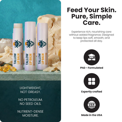 Moisturizing Grass-Fed Beef Tallow Lip Balm 3pk – Sweet Orange