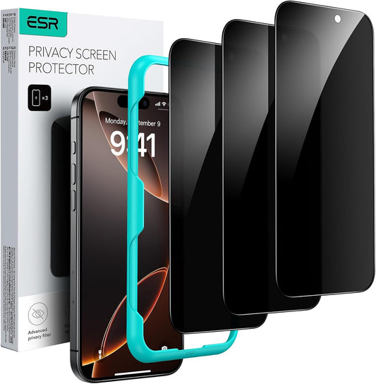 ESR 3 Pack for iPhone 16 Pro Max Privacy Screen Protector, Align Frame