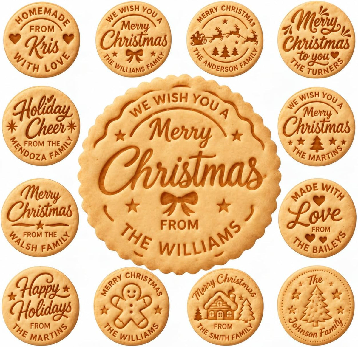 Personalized Cookie Stamp for Family Name Christmas Cookies & Gifts