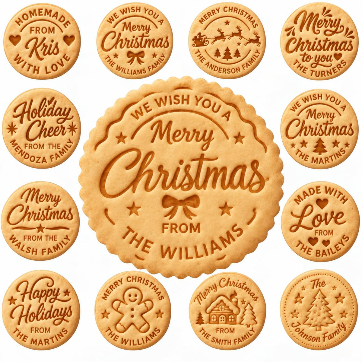 Personalized Cookie Stamp for Family Name Christmas Cookies & Gifts
