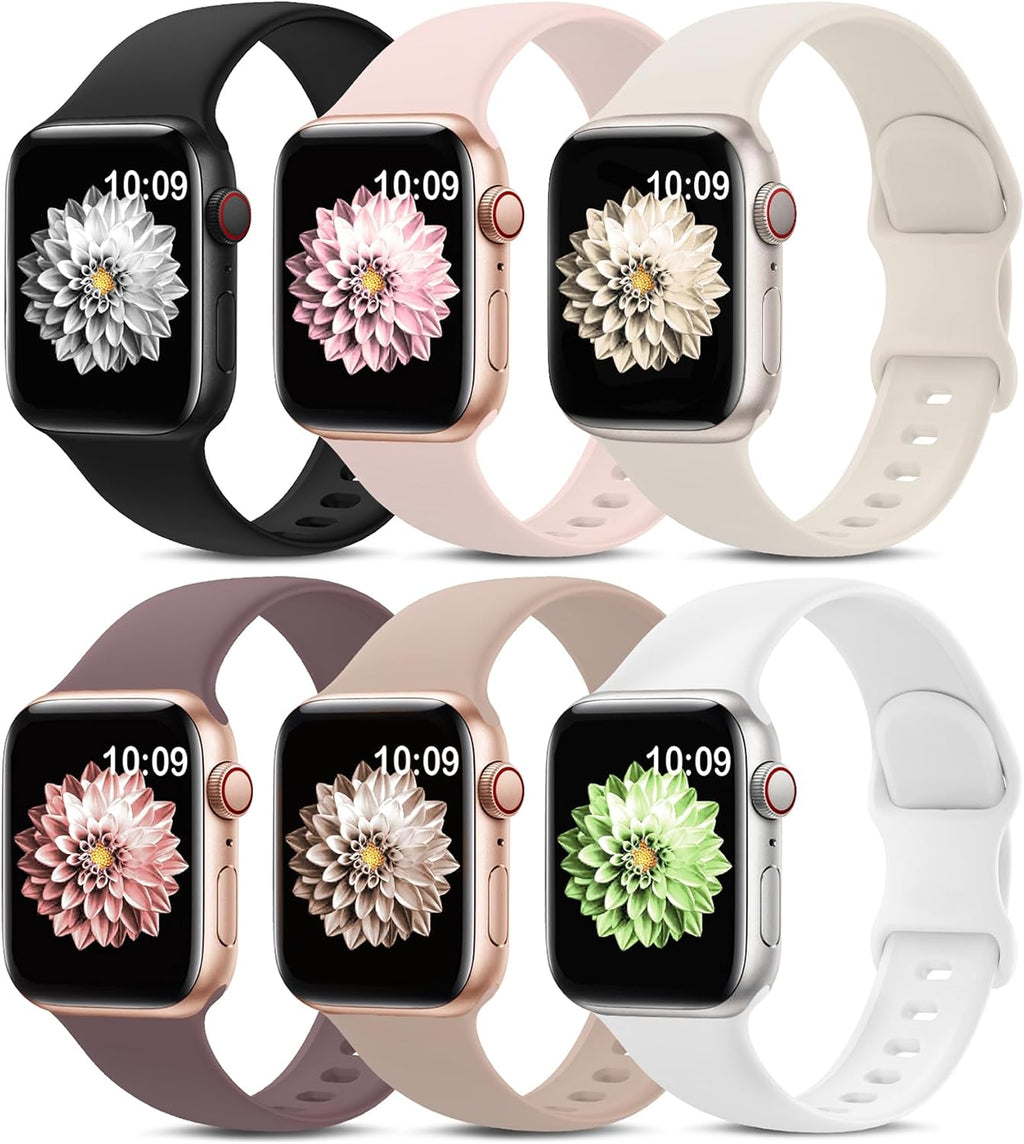 6 Pack Sport Silicone Bands Compatible with Apple Watch Band for Women Men