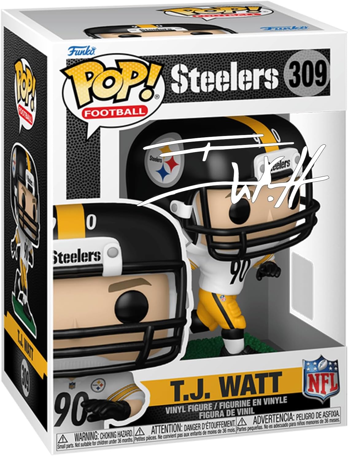 TJ Watt #309 Funko POP! Figurine, Pittsburgh Steelers, Facsimile Signed