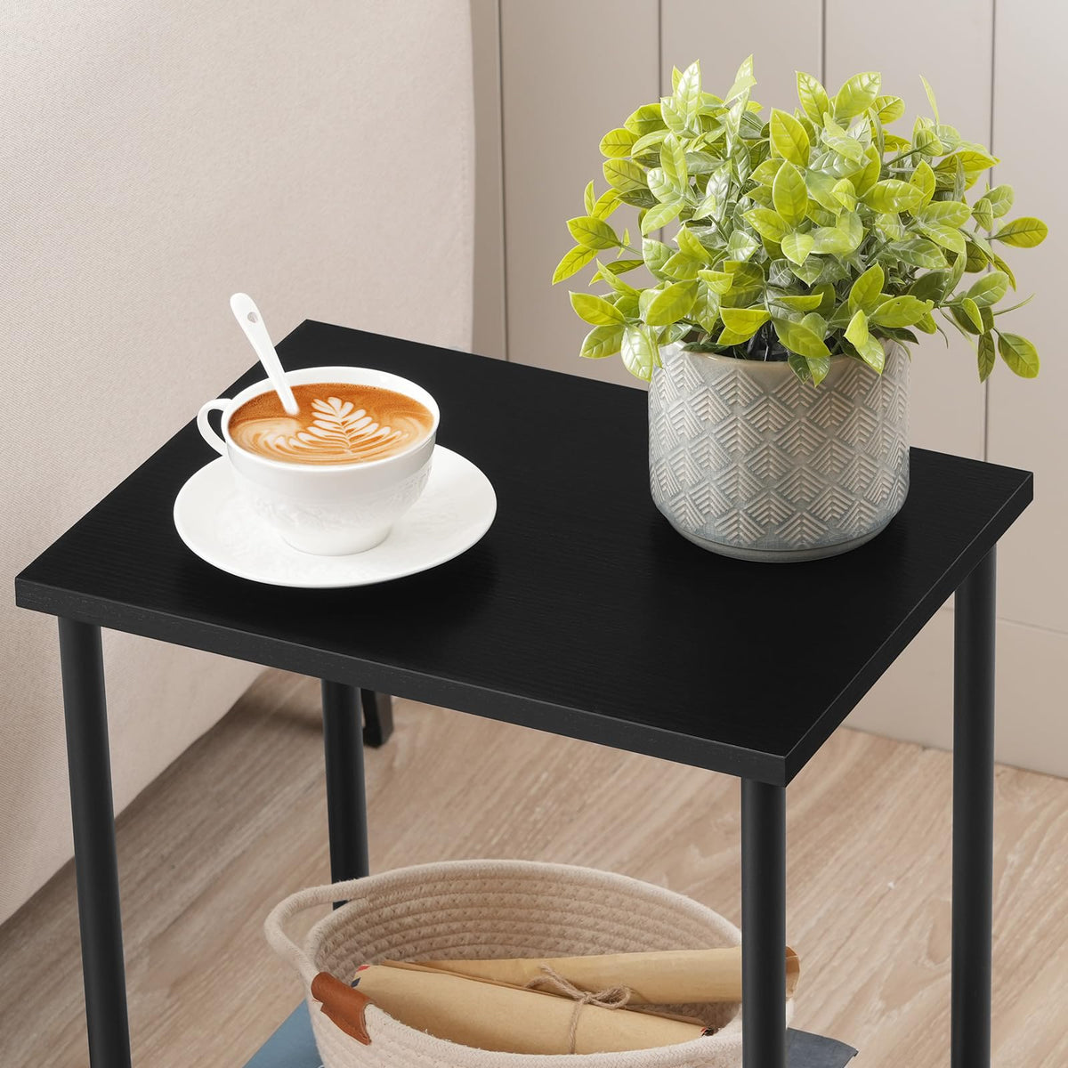 HOOBRO End Table, Small Side Table, Nightstand with 2-Layer Storage Shelves, Sofa Table for Small Spaces, Living Room, Bedroom, Stable Frame, Easy Assembly, Rustic Brown BF09BZ01