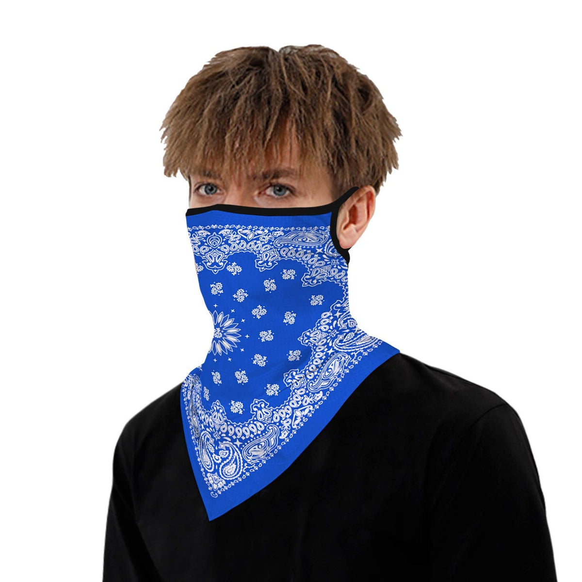 YAYOUREL Neck Gaiter Face Mask Bandanas for Men Women UV Face Scarf Cover Ear Loop Hole Facemask for Fishing Running Cycling