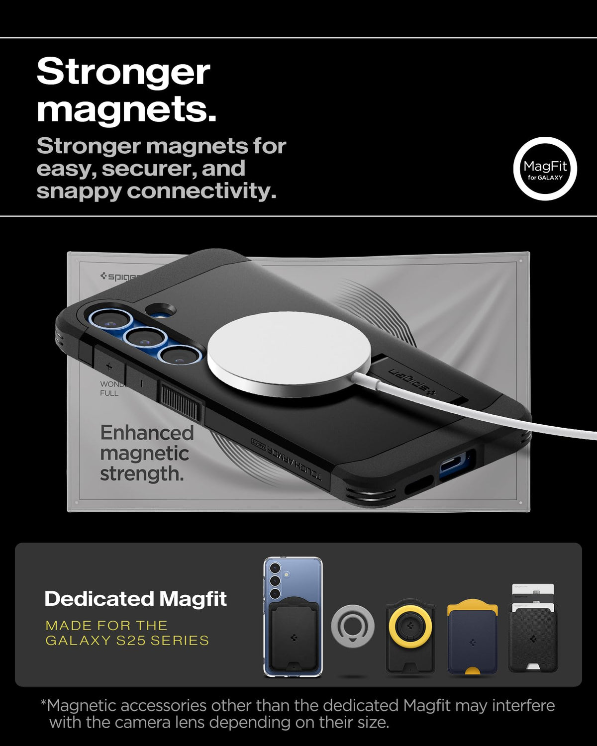 Spigen for Galaxy S26 Case, Tough Armor MagFit [Kickstand] [Compatible with MagSafe] [Military-Grade Protection] - Black
