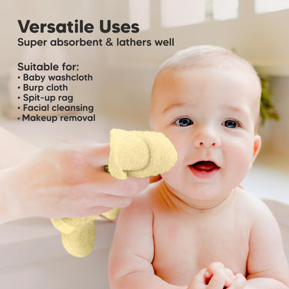 6-Pack Baby Washcloths, Soft Absorbent Washcloths for Face, Body (White)