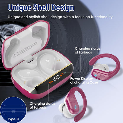 Wireless Earbuds Sports, 75Hrs Bluetooth 5.4 Headphones, Bass Hi-Fi Stereo