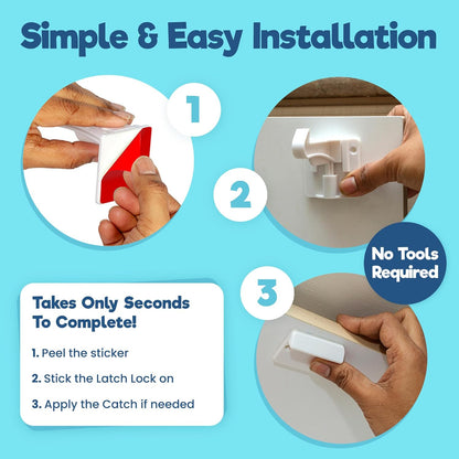 Benny Bradley's Invisible Adhesive Cabinet Locks, White, 10 Pack
