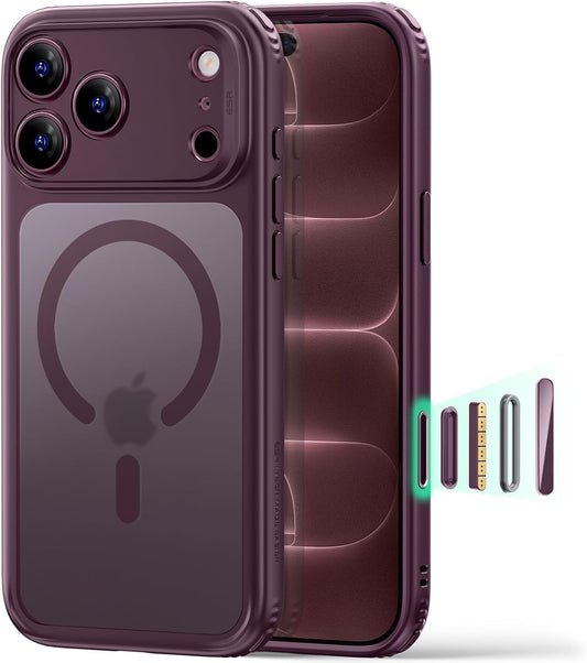 ESR Classic Hybrid for iPhone 18 Pro/17 Pro Case, Frosted Burgundy