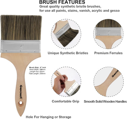 Genixart Double Thick Chip Paint Brush, Wood Stain Brush for Fence, 4 Inch