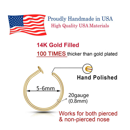 Small Thin Gold Nose Ring Hoop for Women, 20G/22G/24G, 5mm/6mm/7mm/8mm