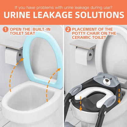 Potty Training Toilet for Toddlers, 2-in-1 Potty Training seat, Anti-Slip (Chocolate, Bear)