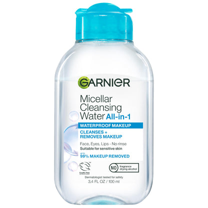 Garnier SkinActive Micellar Water For Waterproof Makeup, Facial Cleanser & Makeup Remover, 13.5 Fl Oz (400mL), 1 Count (Packaging May Vary)