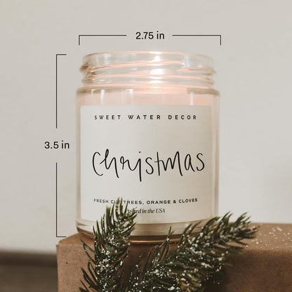 Sweet Water Decor Christmas Candle Gift, Holiday Scented 9oz Clear Jar