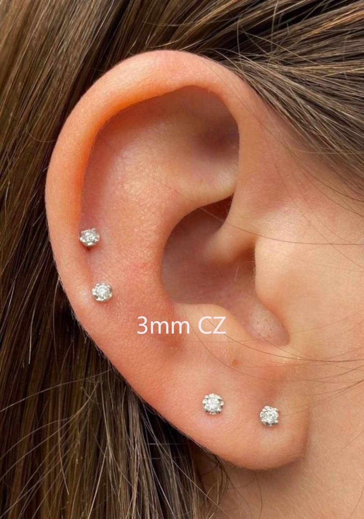 Renkovte Dainty Flat Back Screw Back CZ Stud Earrings | Hypoallergenic 316L Stainless Steel | 5A CZ Sparkle | Secure Screw-On Design | Perfect for Cartilage & Sensitive Ears (Silver Color)