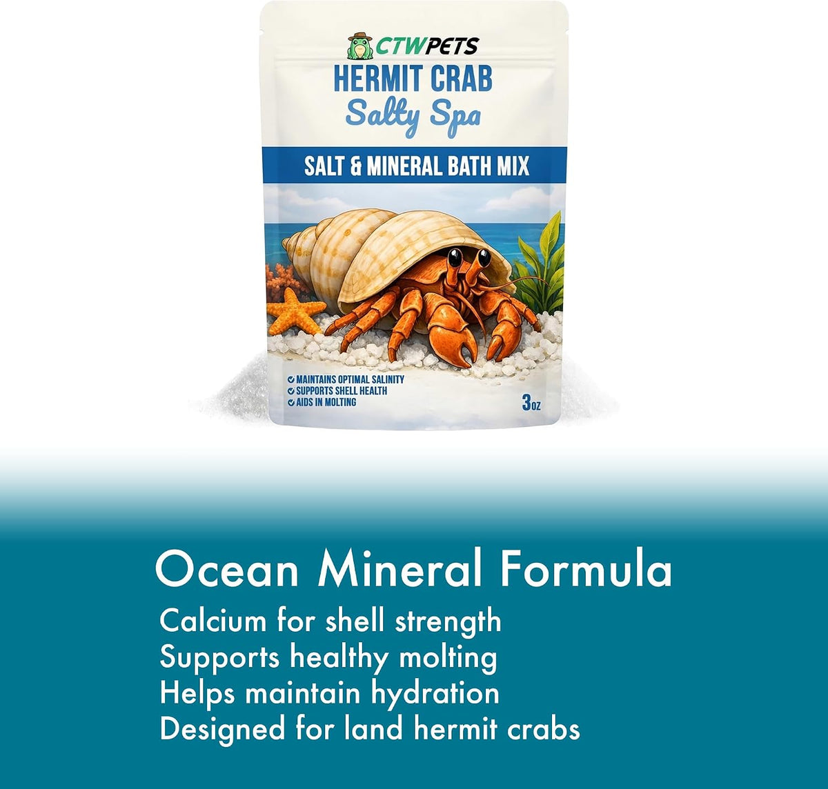 Salty Spa Hermit Crab Salt Water Mix with Calcium & Trace Minerals