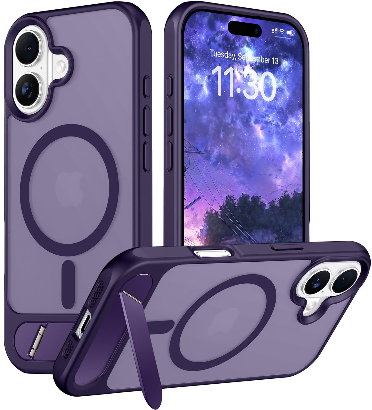 Temdan Magnetic Compatible with iPhone 16 Pro Max Case, [Built-in Invisible Kickstand][Compatible with MagSafe] [Military Grade Shockproof] Slim Translucent Matte Phone Case for iPhone 16 Pro Max 6.9"
