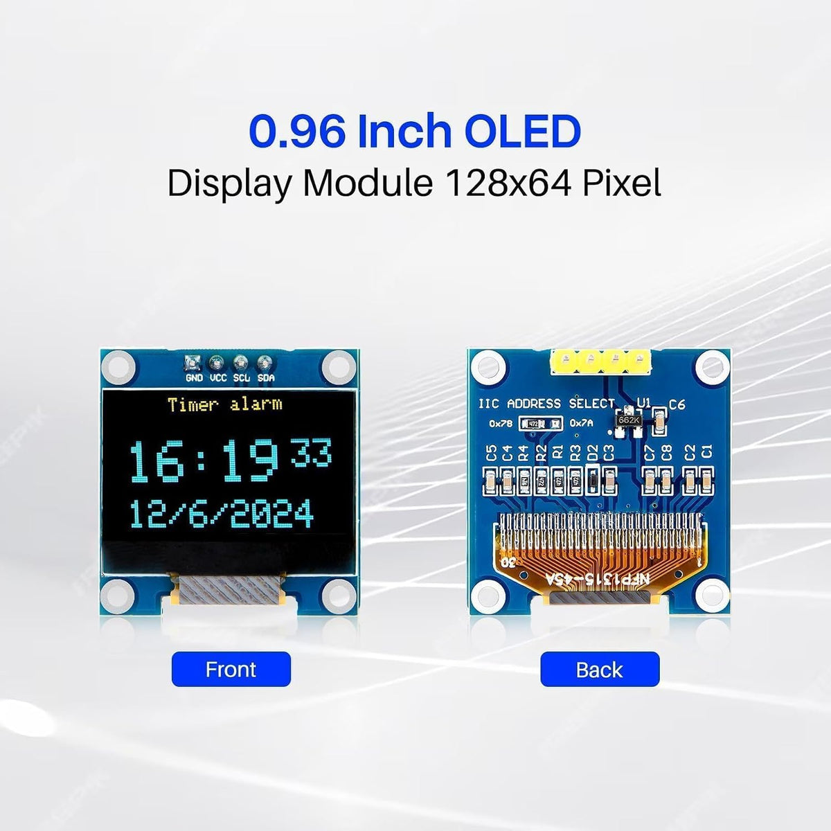 ELEGOO 0.96 Inch OLED Display Screen Module, Self-Luminous, SSD1306, 3PCS