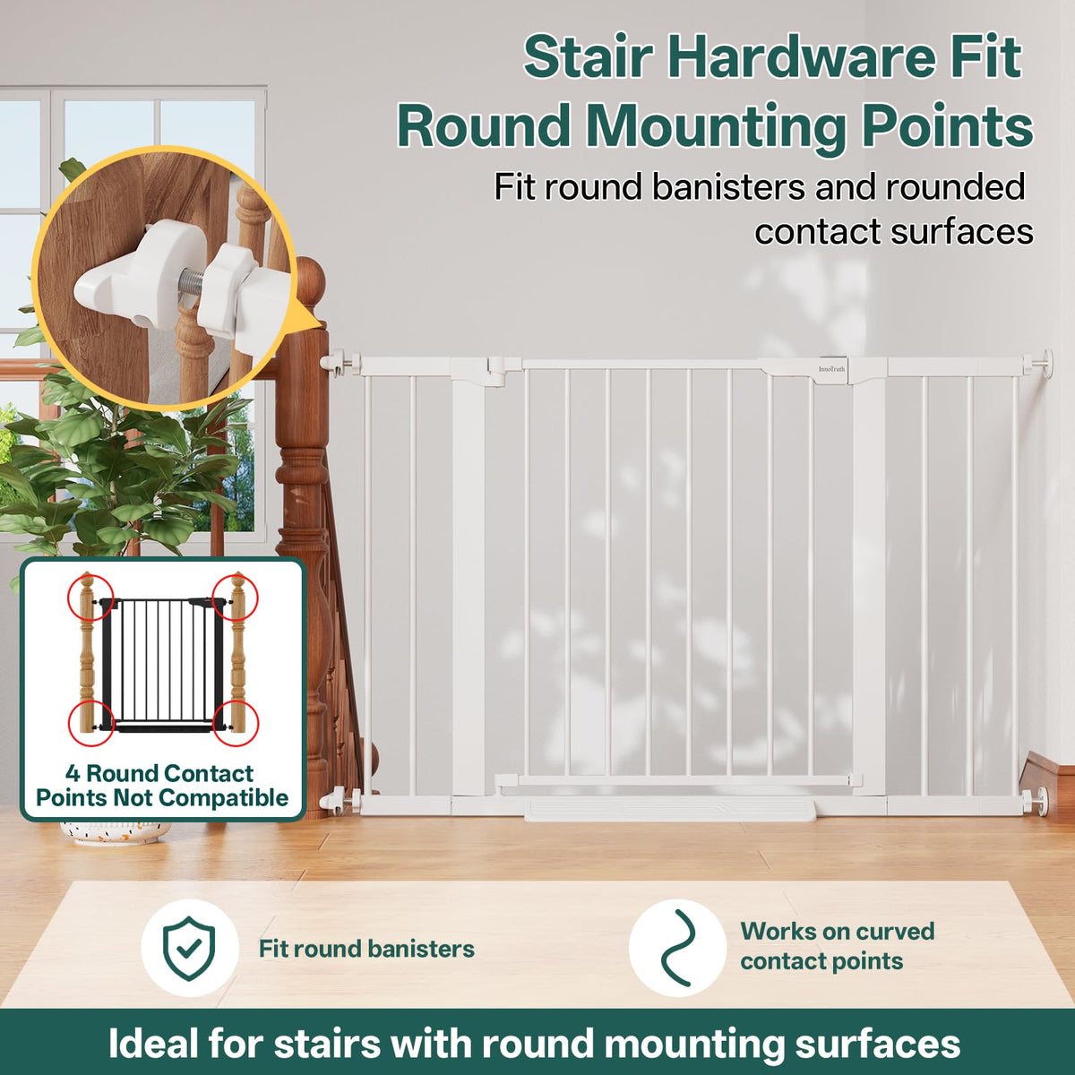 InnoTruth 27-36.6 in Wide Baby Gate for Stairs and Doorways, Black
