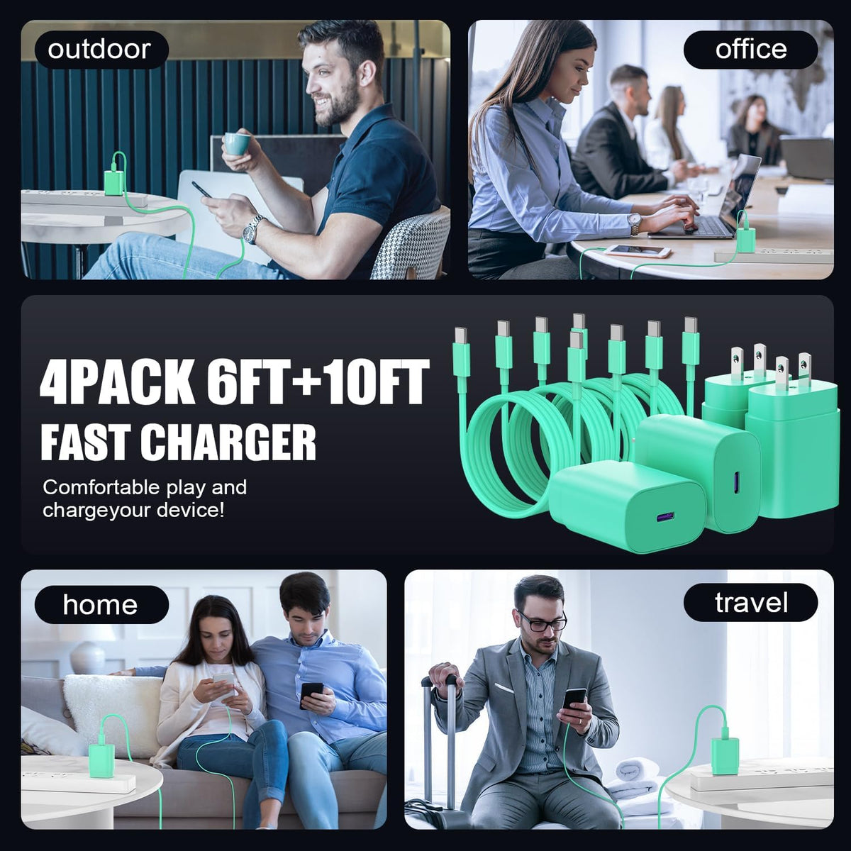 Type C Charger Fast Charging,4Pack 25W Super USB C Fast Charger Block