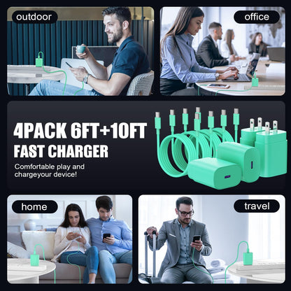 Type C Charger Fast Charging,4Pack 25W Super USB C Fast Charger Block