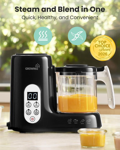 Grownsy Baby Food Maker, Steamer & Blender Baby Food Processor, Dark Grey