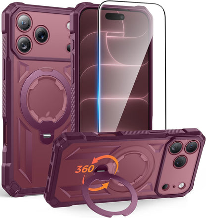 FNTCASE for iPhone 17 Case with 360 Spin Magnetic Stand