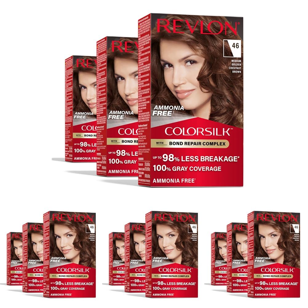 Revlon ColorSilk with Bond Repair Hair Color, 51 Light Brown, 3pk